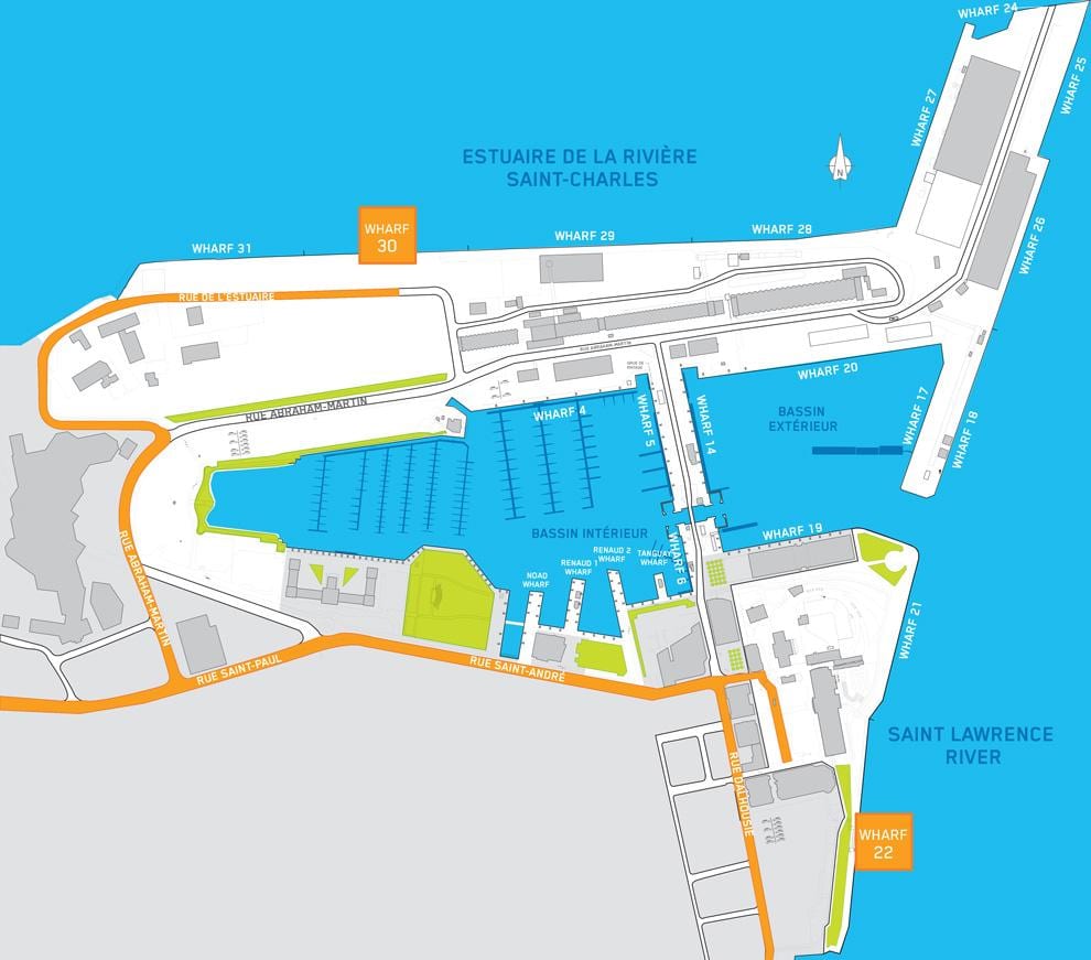 výletní loď terminálu Quebec City map