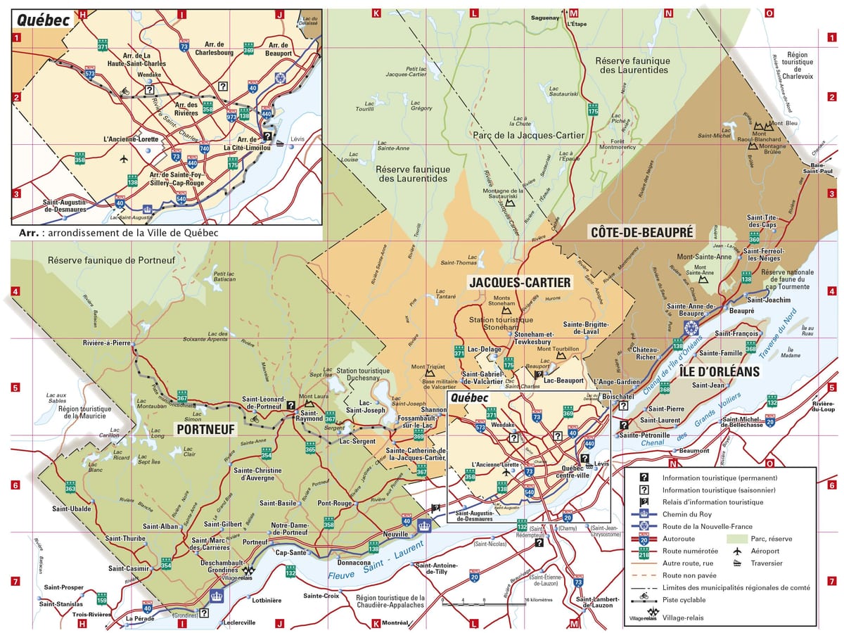 Mapa Quebec downtown
