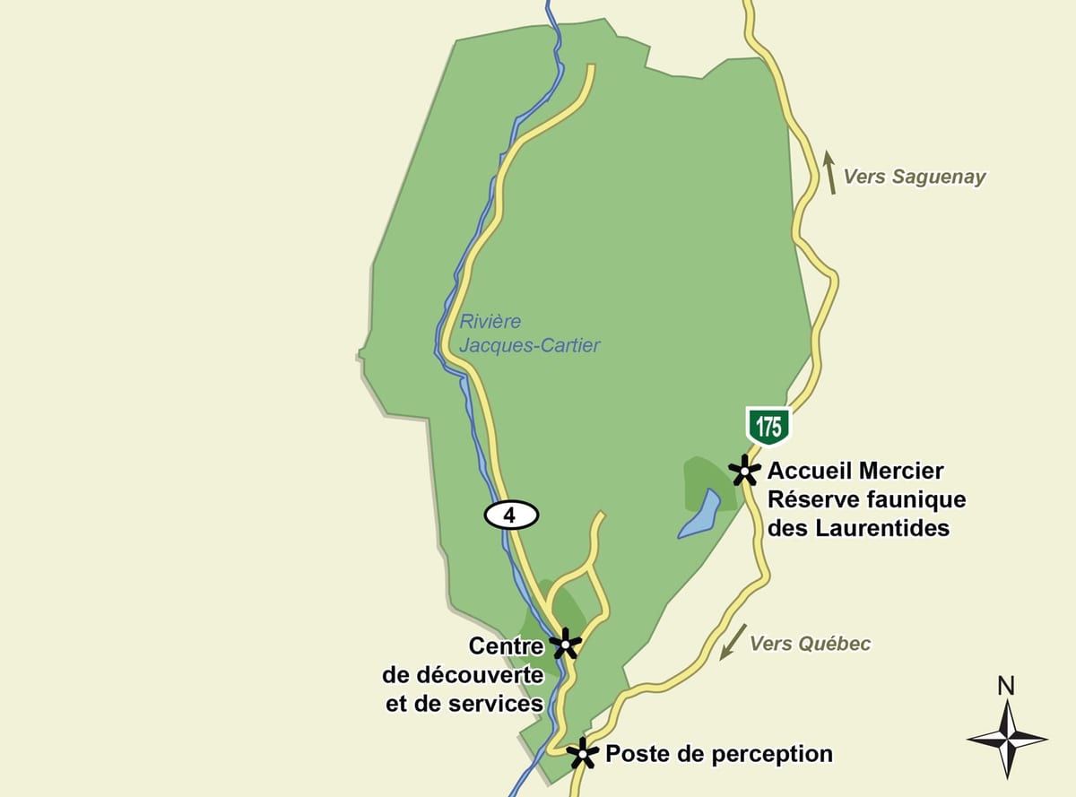 Mapa jacques cartier národní park stezka