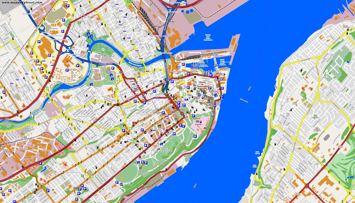 Mapa Quebec City a okolí