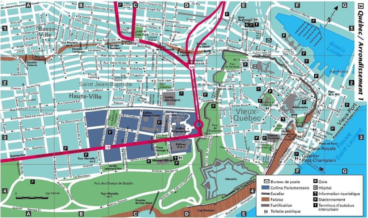 Mapa města Quebec City