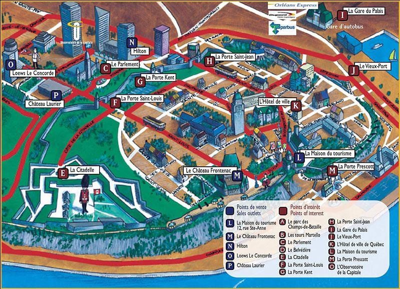 Quebec zajímavosti mapě