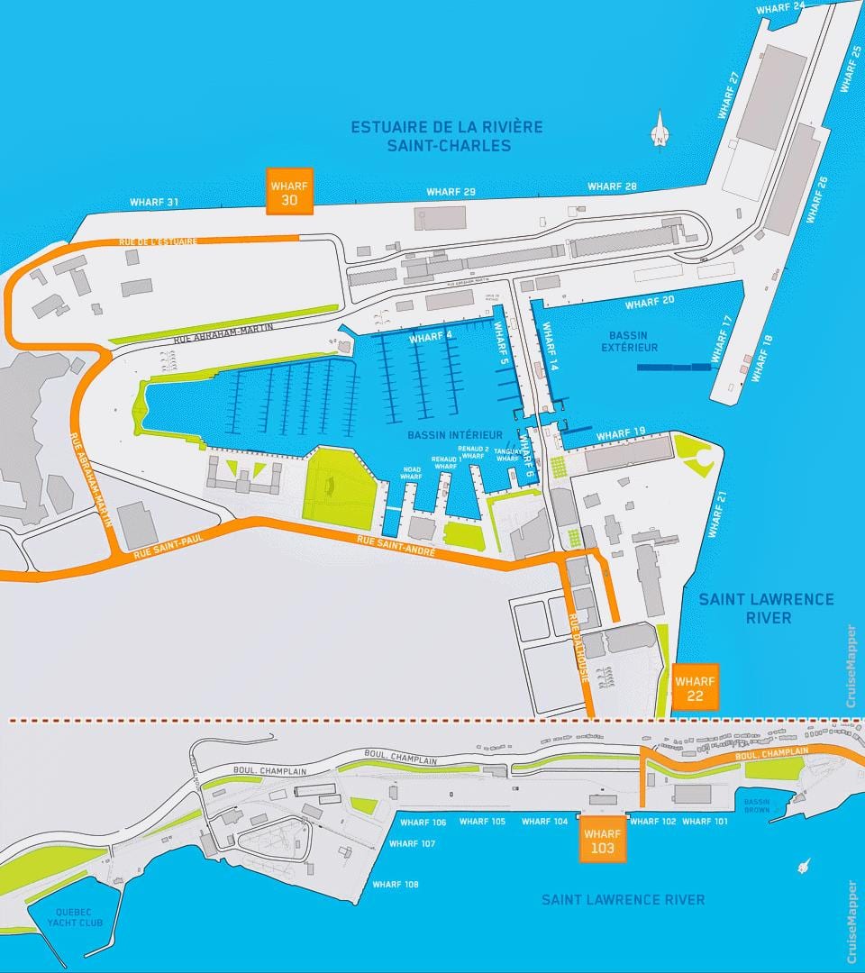Mapa Quebec City cruise port