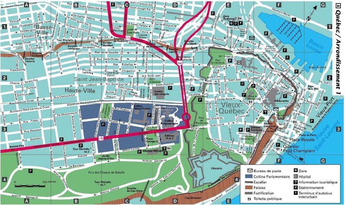 downtown Quebec City map