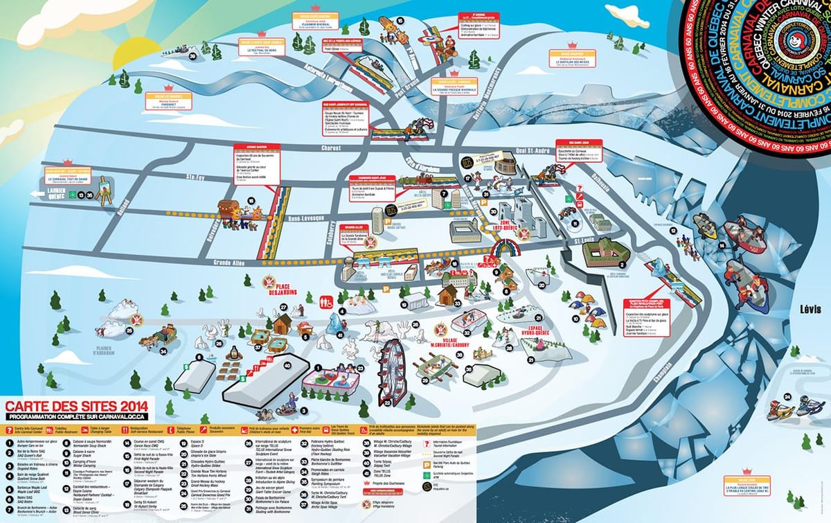 Mapa Quebec zimní karneval