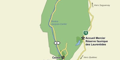 Mapa jacques cartier národní park stezka
