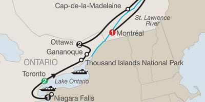 Mapa Quebec kanada s městy